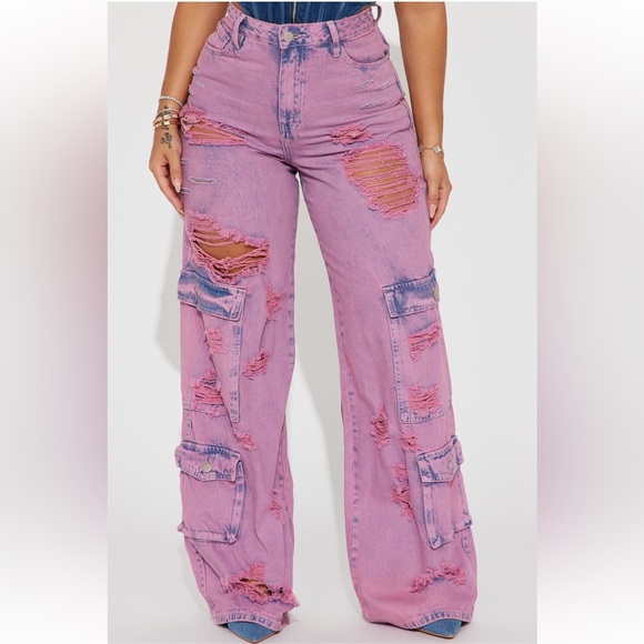 Pants - Flared jean cargo pants